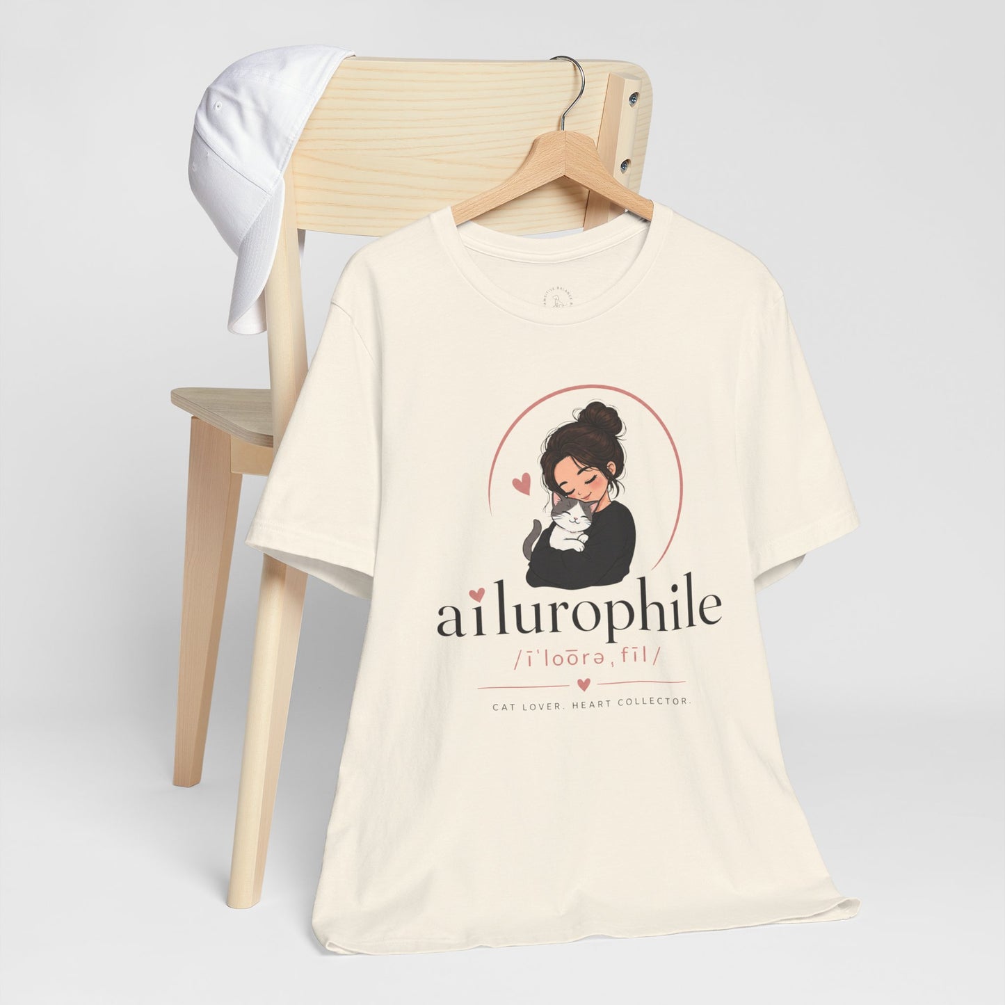 Ailurophile Cat Lover Tee — Cute Woman Holding Cat Graphic Shirt