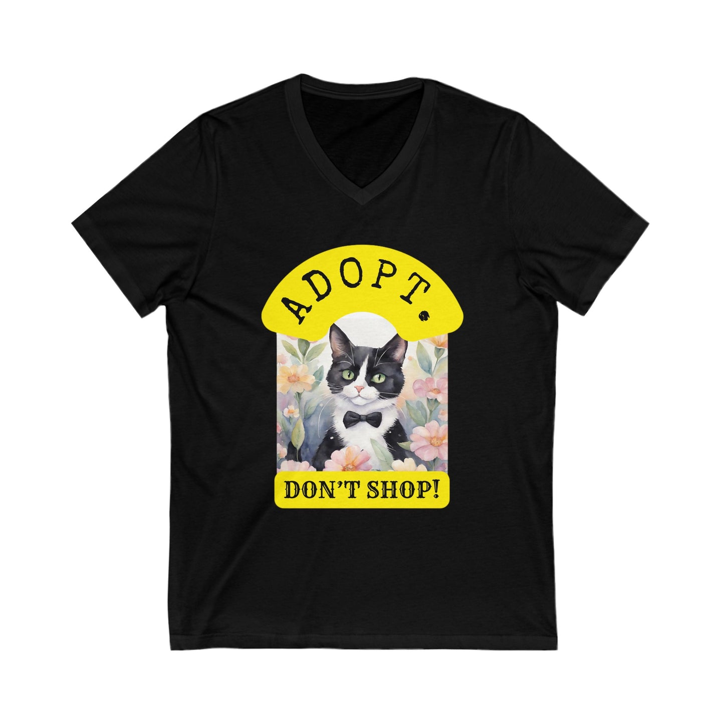 ADOPT. DON'T SHOP. Unisex Jersey Short Sleeve V-Neck Tee