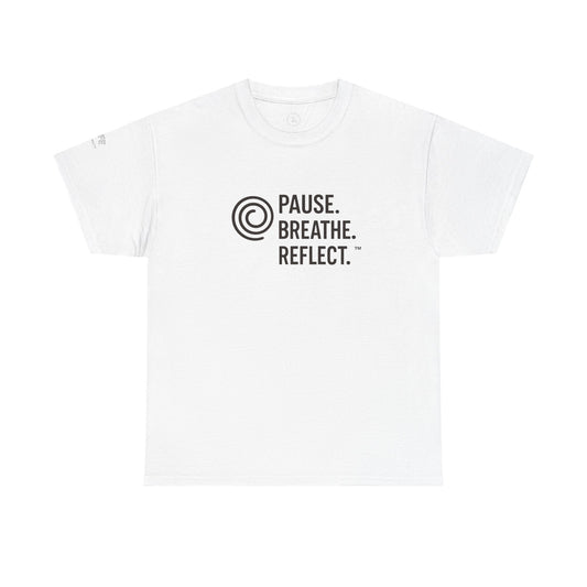 Inspirational Unisex Heavy Cotton Tee - Pause. Breathe. Reflect. - Relaxed Fit Shirt for Mindfulness, Self-Care, Gifts, Everyday Wear