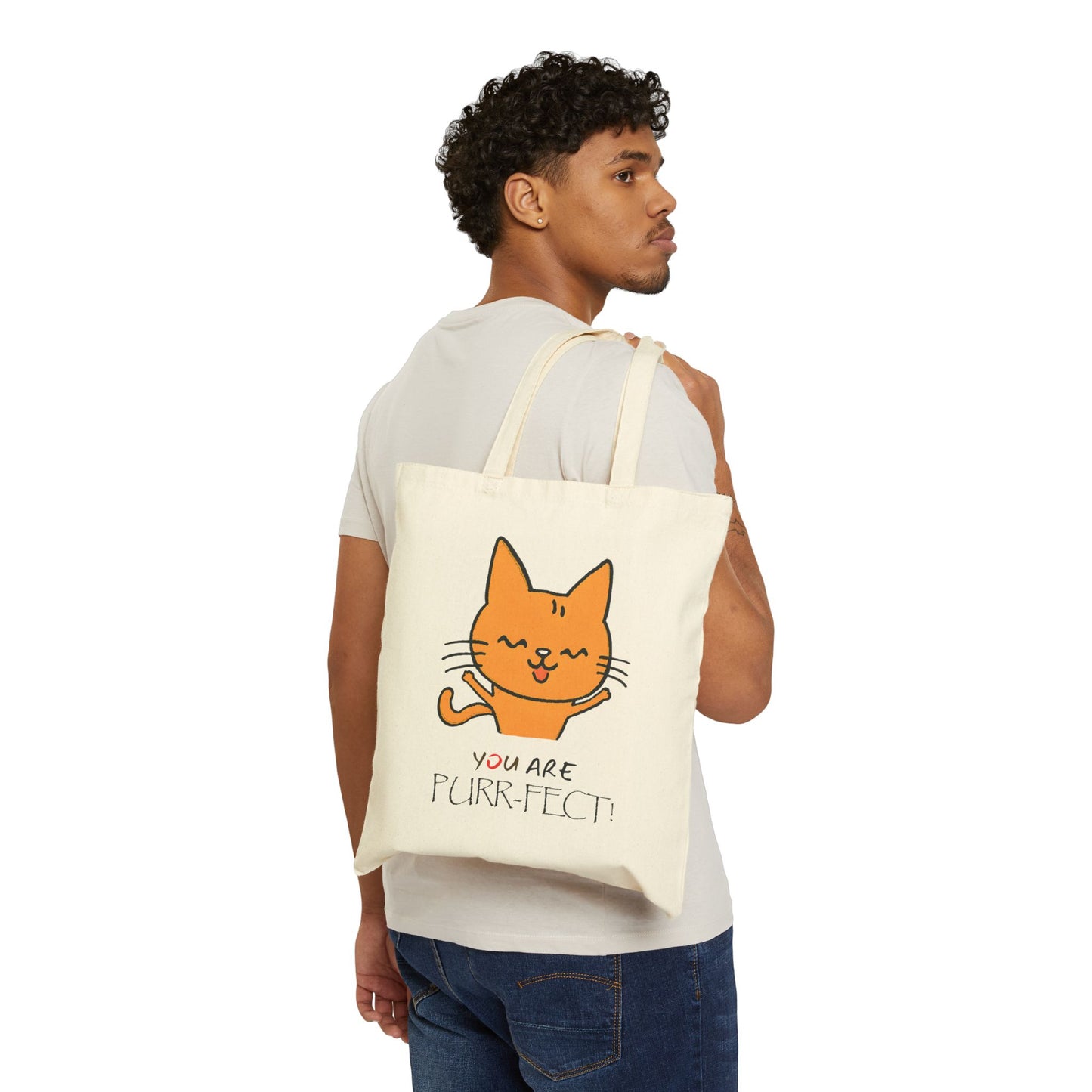 Orange Cat Life Cotton Canvas Tote Bag