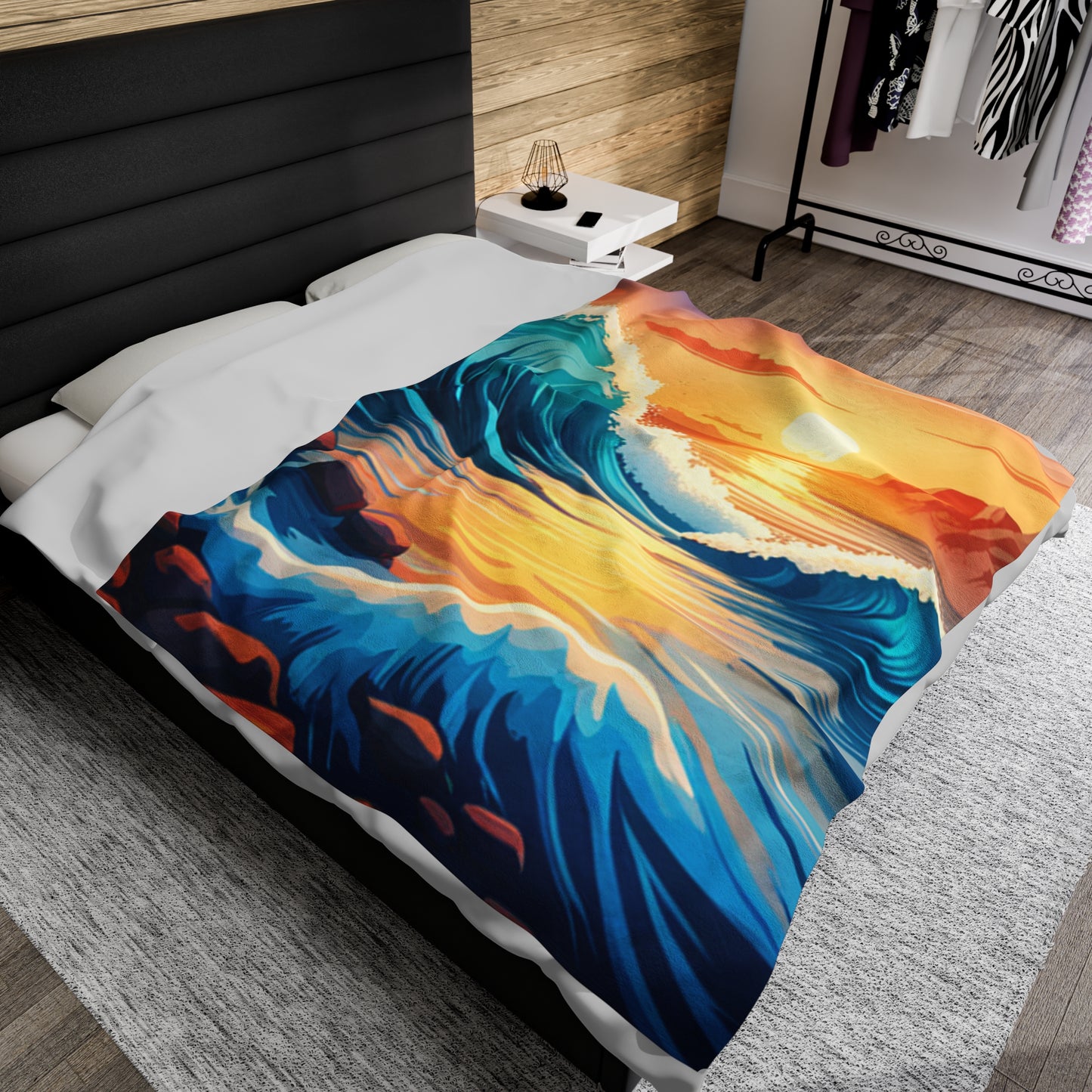 Ocean Waves -Velveteen Plush Blanket