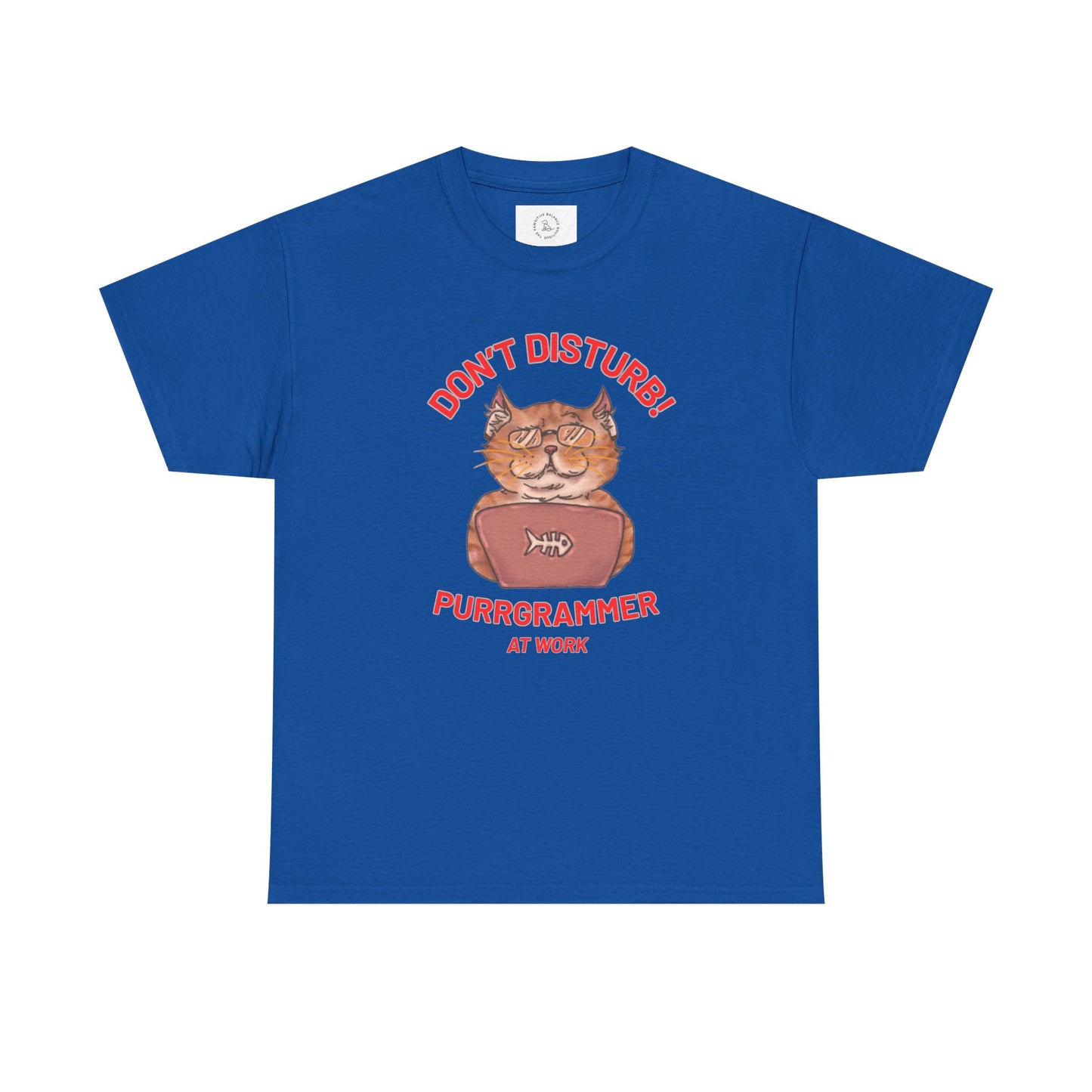 Funny Cat Purrgrammer Tee - Unisex Heavy Cotton T-Shirt, Perfect for Cat Lovers at Work