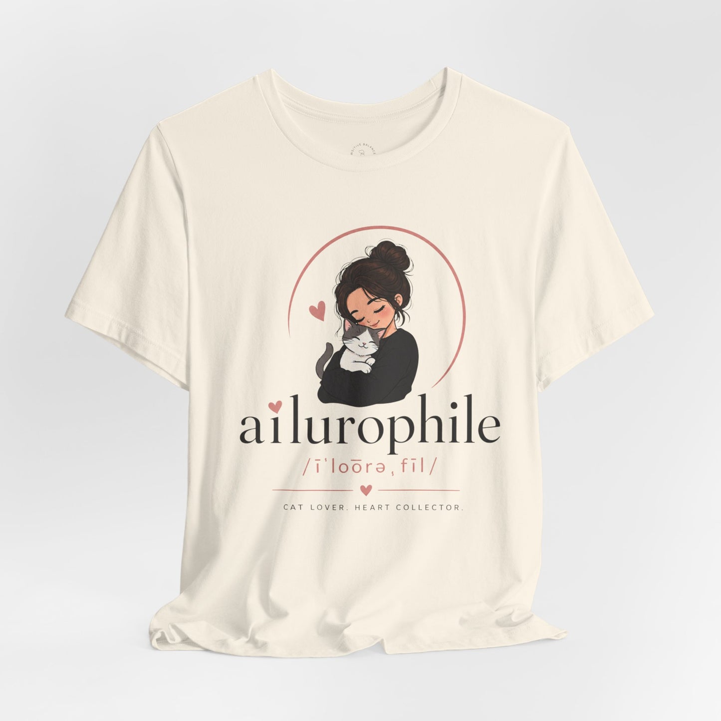 Ailurophile Cat Lover Tee — Cute Woman Holding Cat Graphic Shirt