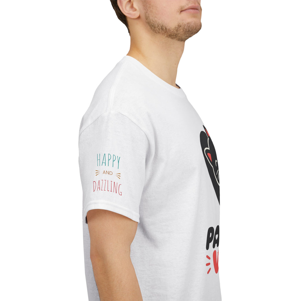 Pawsitive Vibes T-Shirt — Cute Black Cat Heart Graphic Tee
