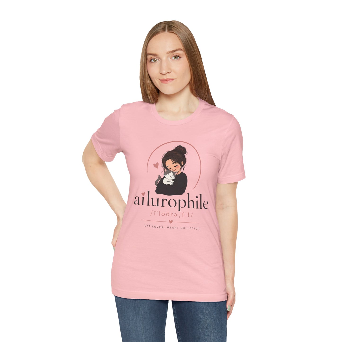 Ailurophile Cat Lover Tee — Cute Woman Holding Cat Graphic Shirt