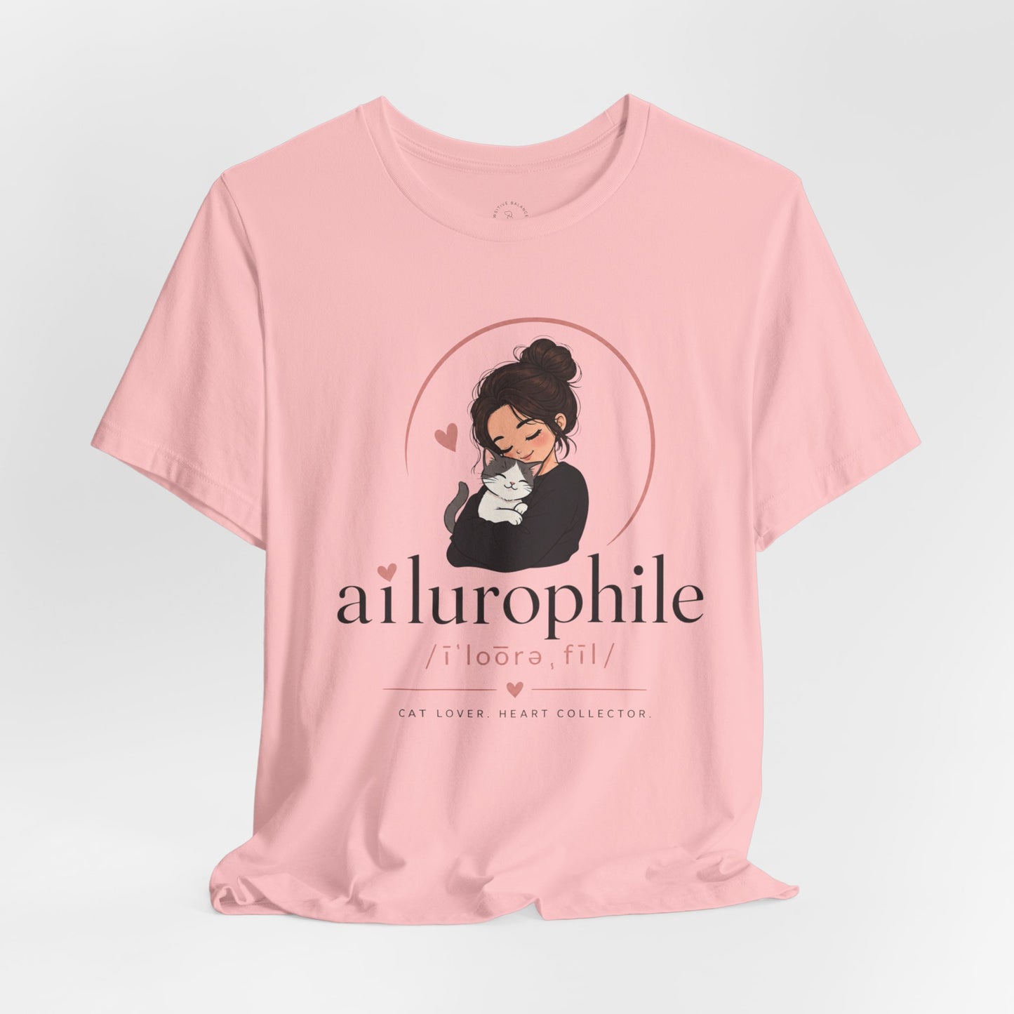 Ailurophile Cat Lover Tee — Cute Woman Holding Cat Graphic Shirt